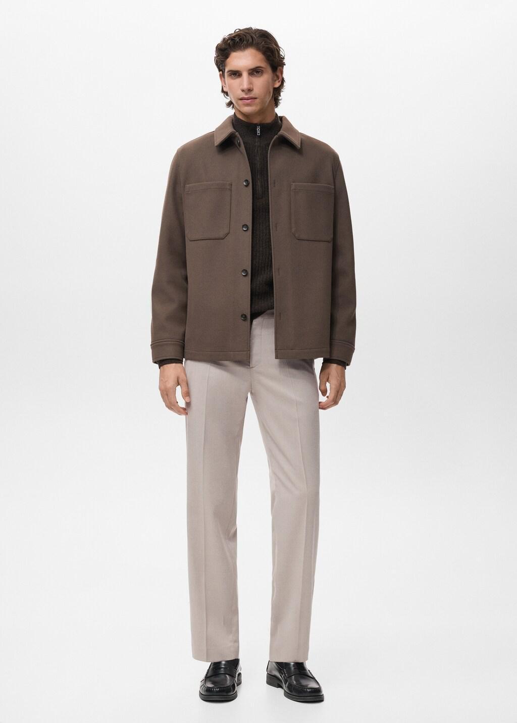 Beige Regular-Fit Pleated Trousers, Light Beige, medium