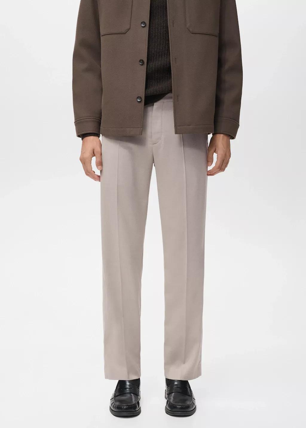 Beige Regular-Fit Pleated Trousers, Light Beige, large image number 3