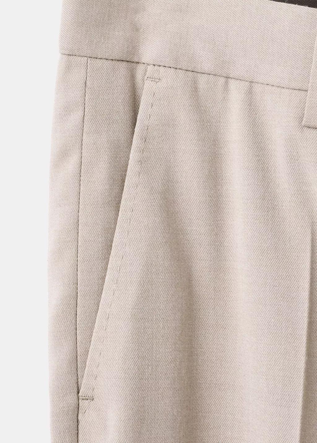 Beige Regular-Fit Pleated Trousers, Light Beige, large image number 5