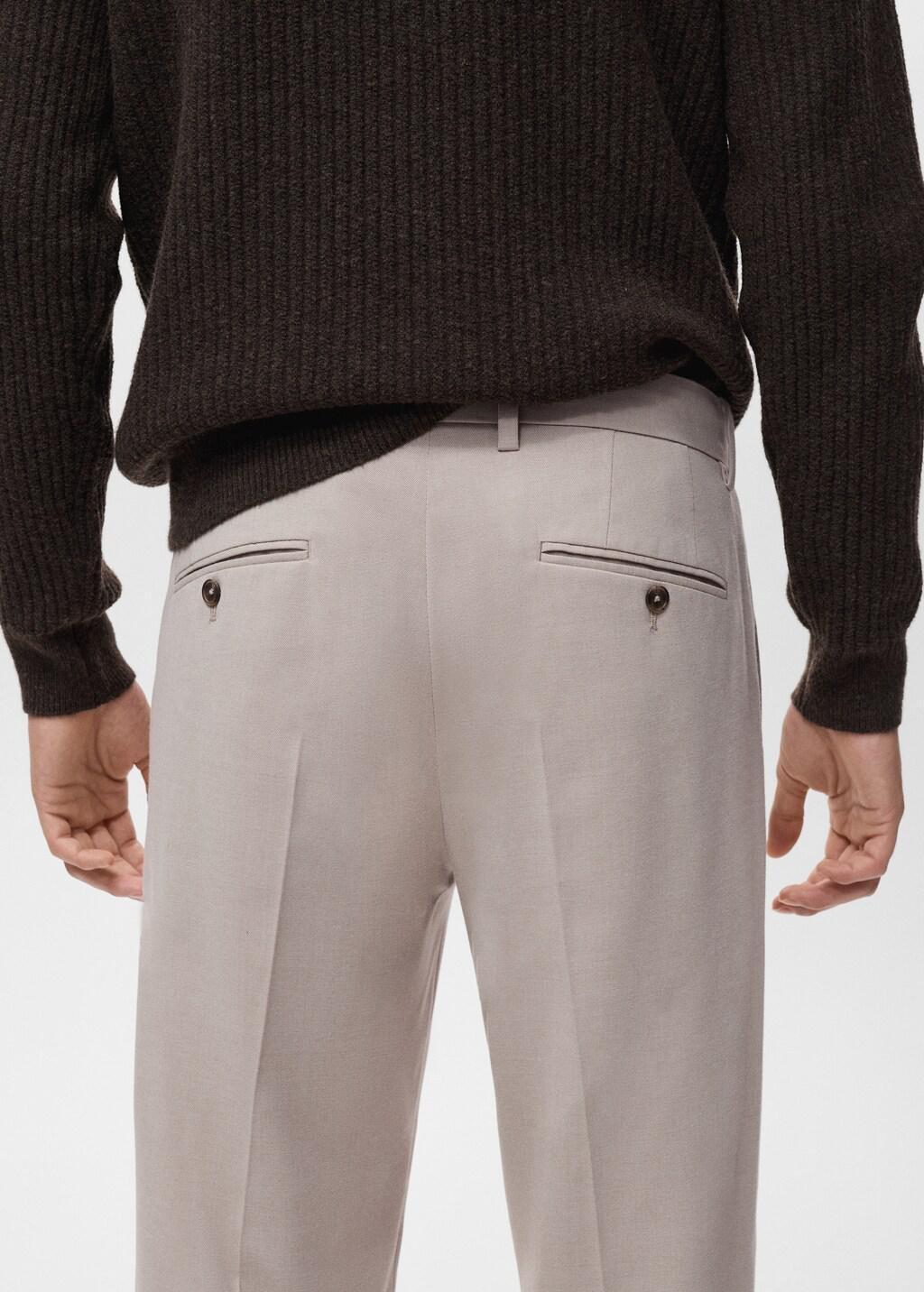 Beige Regular-Fit Pleated Trousers, Light Beige, large image number 6