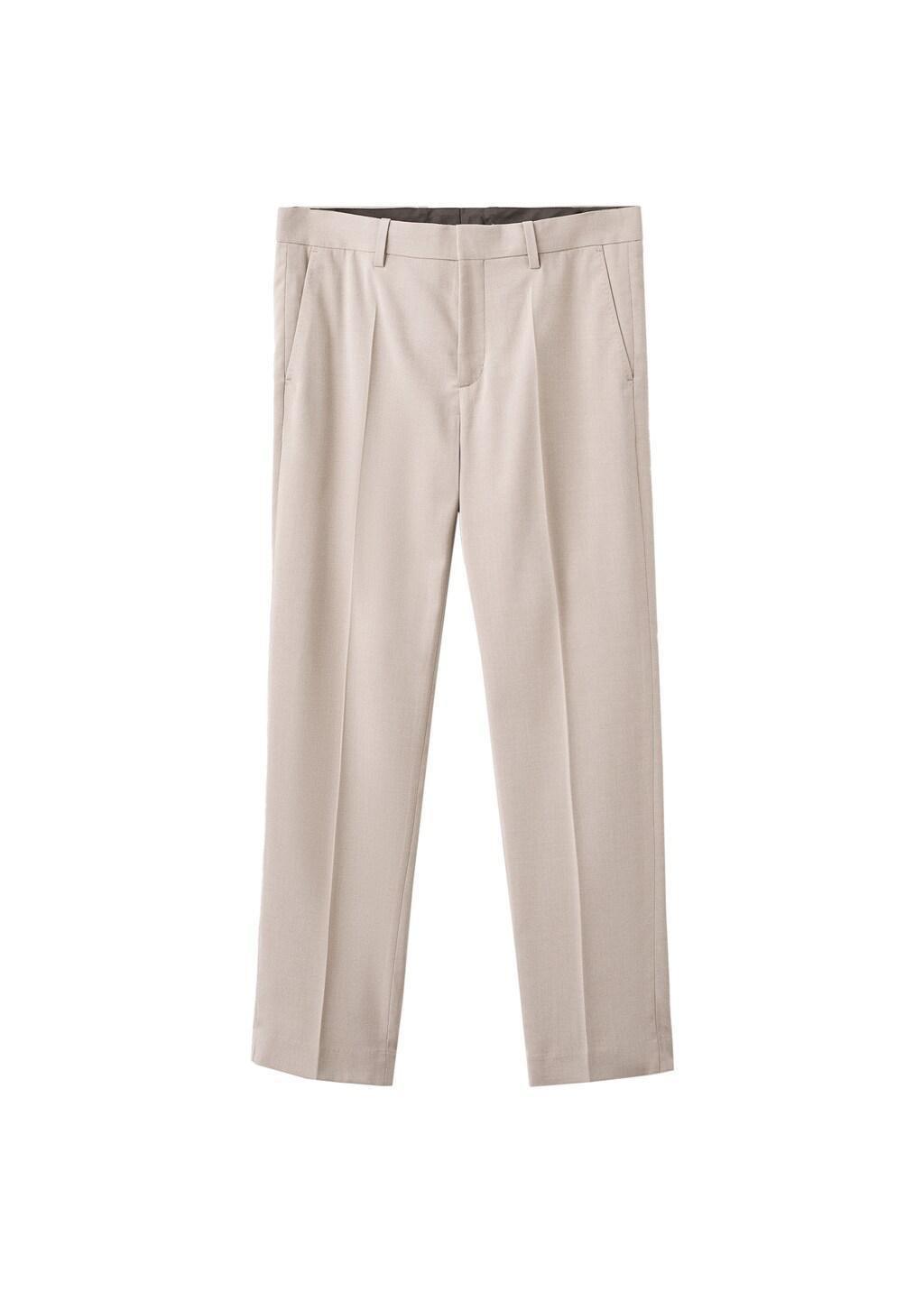 Beige Regular-Fit Pleated Trousers, Light Beige, large image number 7