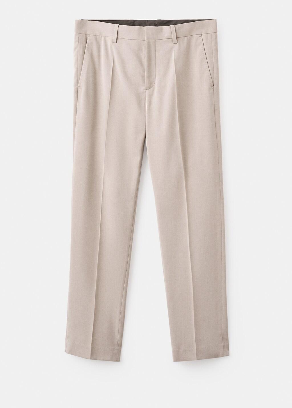 Beige Regular-Fit Pleated Trousers, Light Beige, large image number 8
