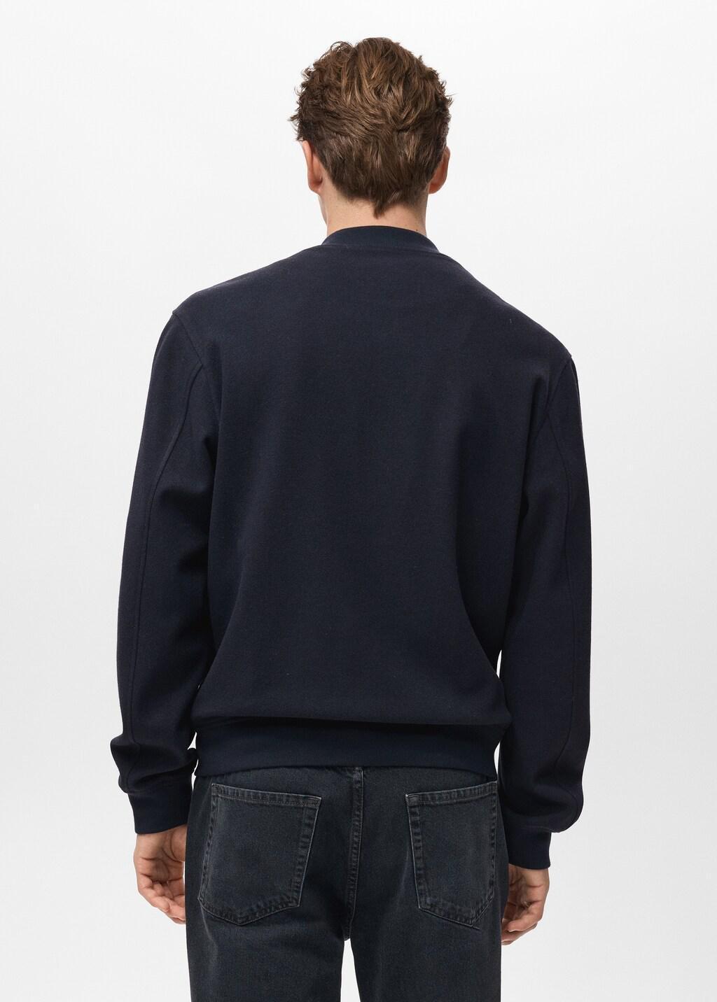 Navy Bomber Hoodie With Zip, Navy, large image number 2