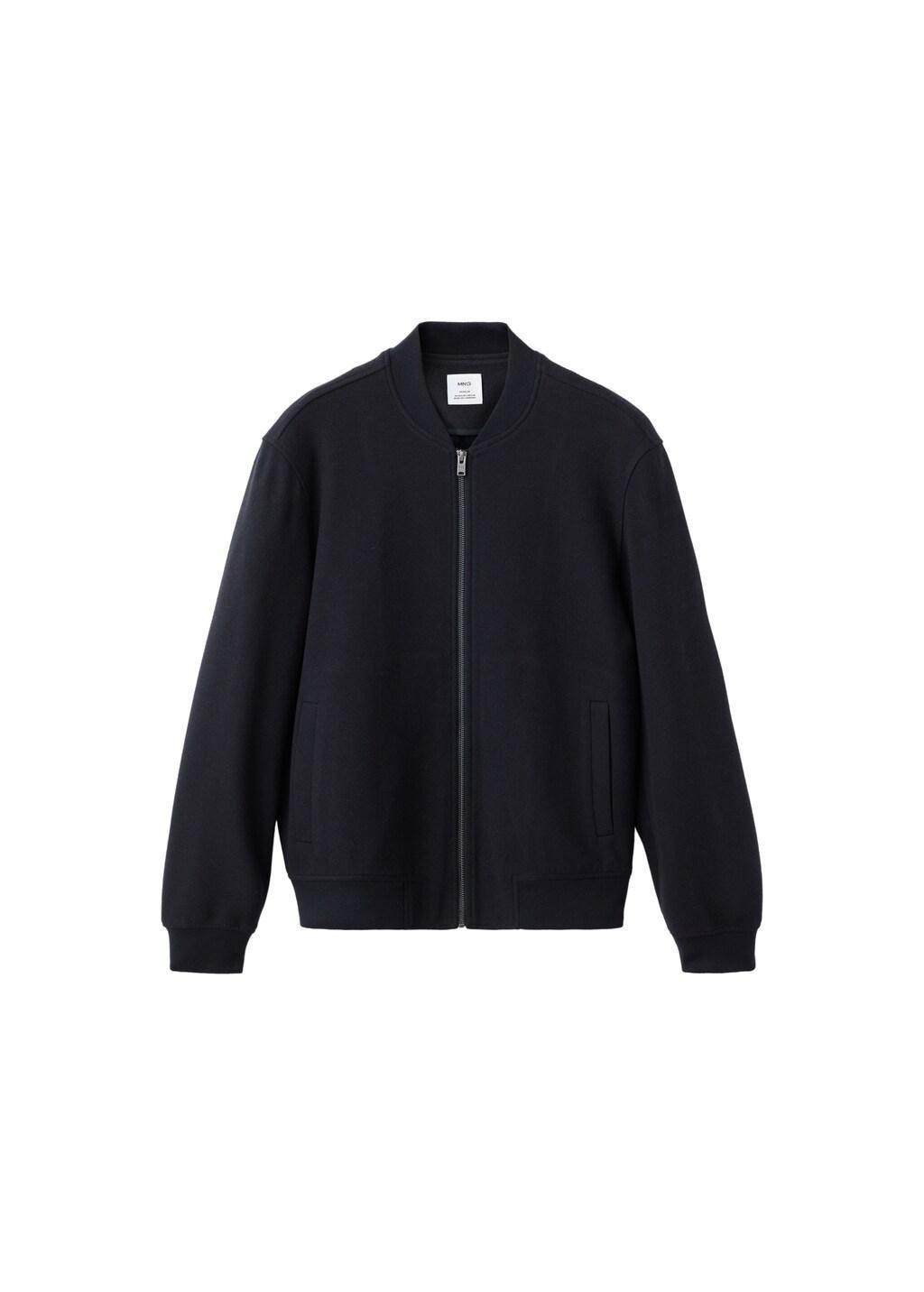 Navy Bomber Hoodie With Zip, Navy, large image number 6