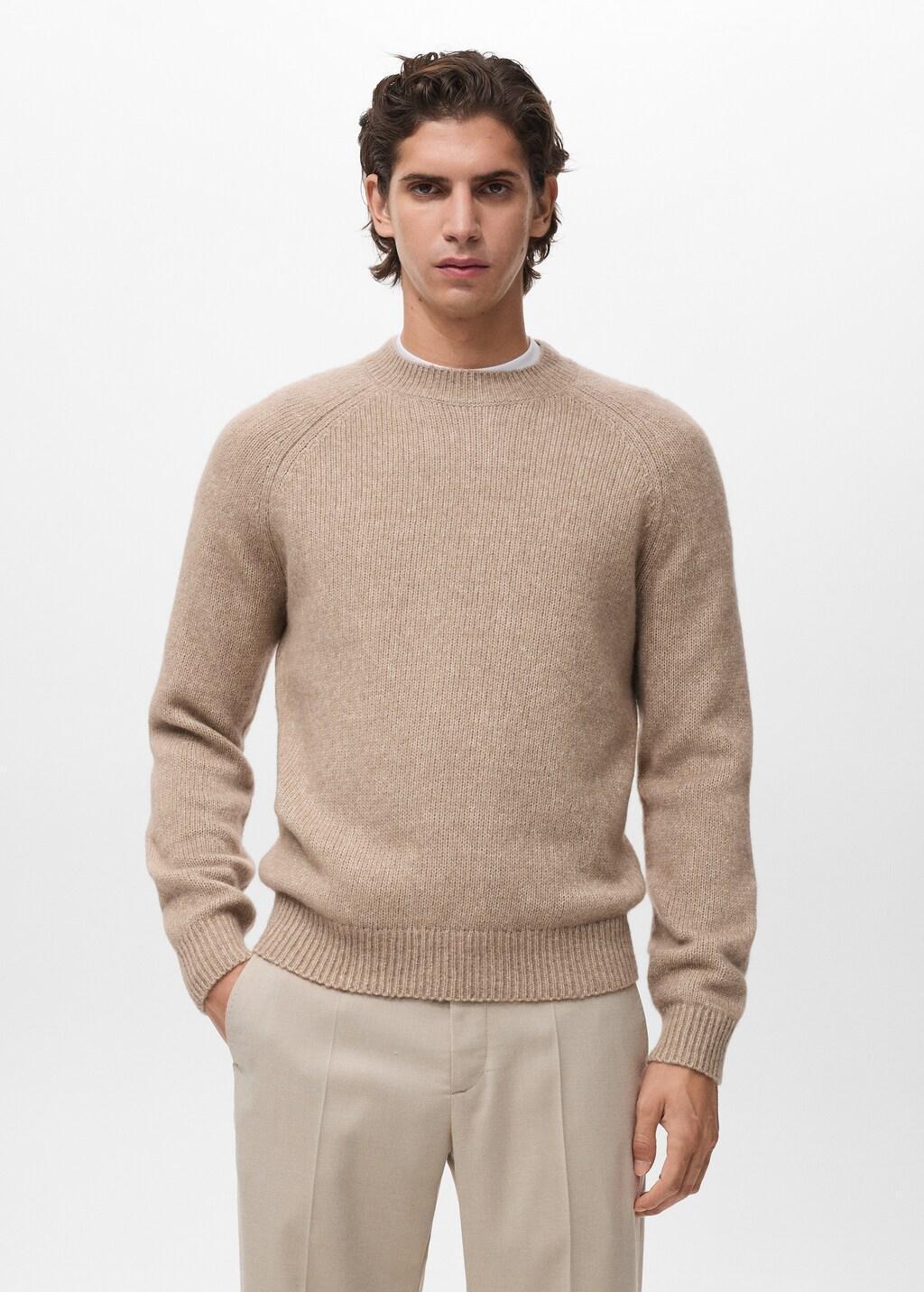 Brown Lt Pastel Fine-Knit Wool-Blend Sweater, Light Pastel Brown, large image number 3