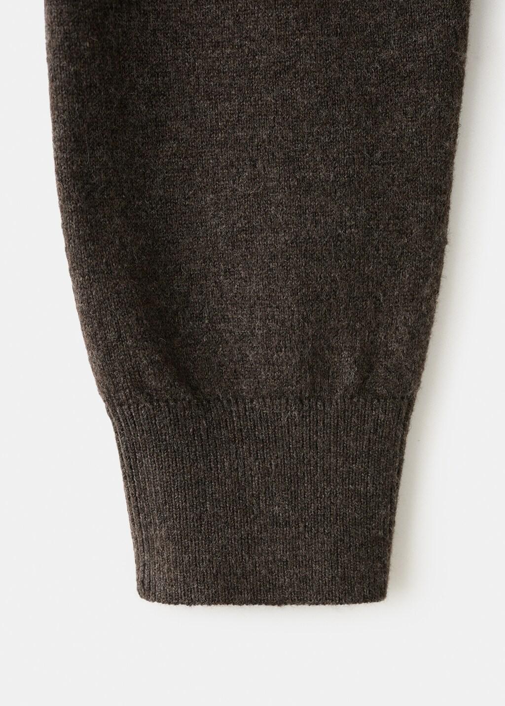 Brown Fine-Knit V-Neck Sweater, Medium Brown, large image number 5