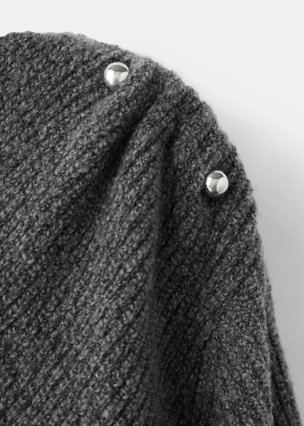 Grey Asymmetrical Sweater With Metallic Detail, Medium Grey, medium