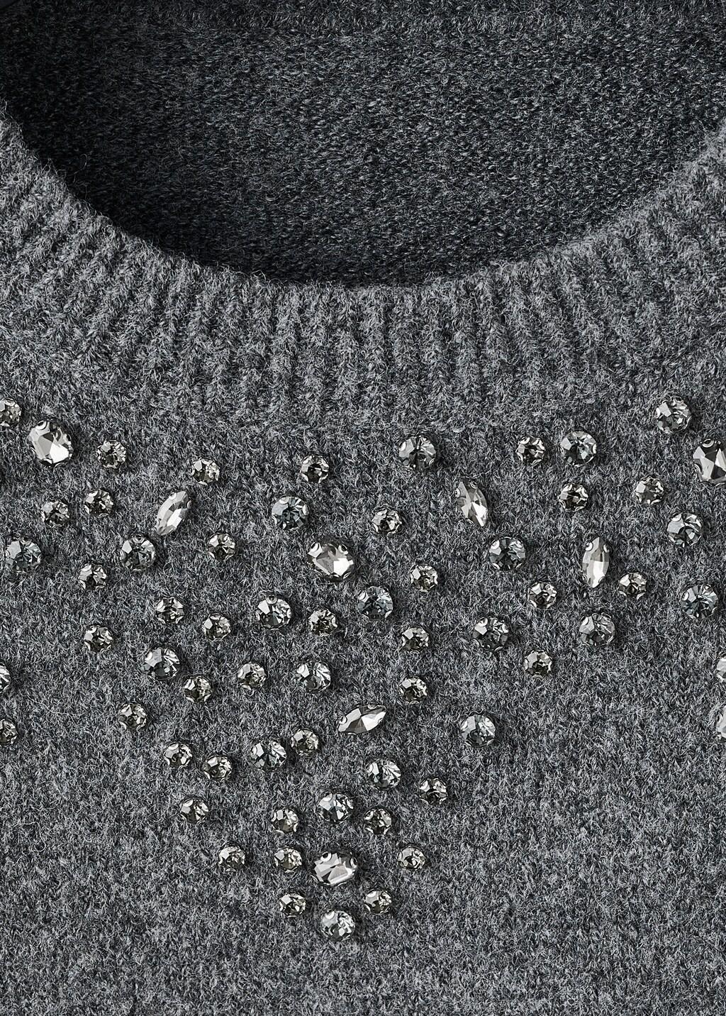 Grey Knitted Sweater With Sequins, Dark Grey, large image number 1
