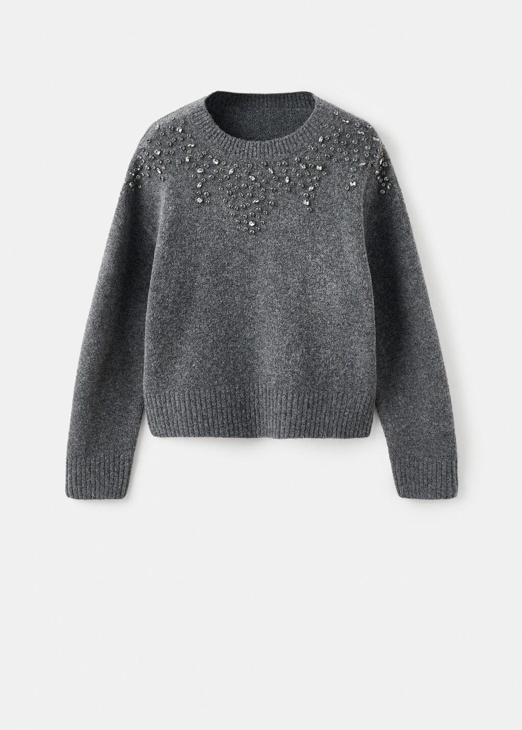 Grey Knitted Sweater With Sequins, Dark Grey, large image number 6