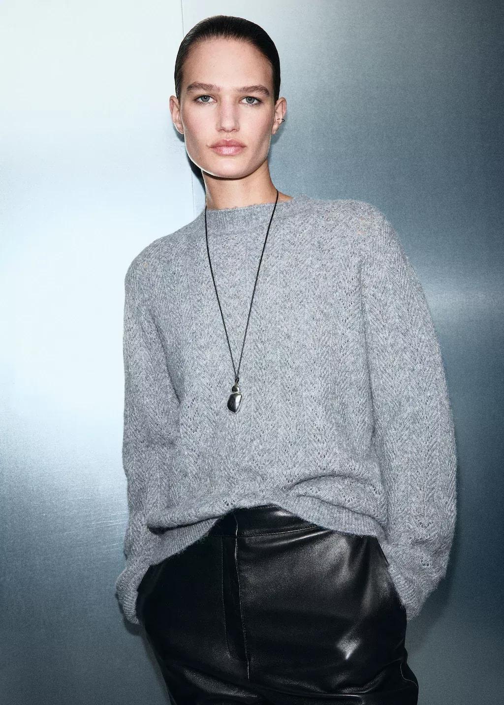 Blue Cable-Knit Lurex Sweater, Dark Blue, large image number 3