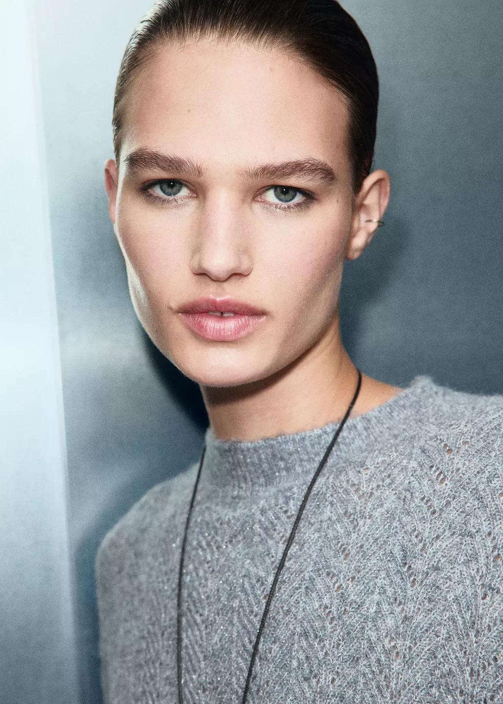 Blue Cable-Knit Lurex Sweater, Dark Blue, large image number 4