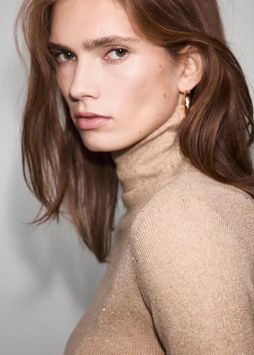 Brown Lurex Perkins-Neck Sweater, 0201_09, large image number 4