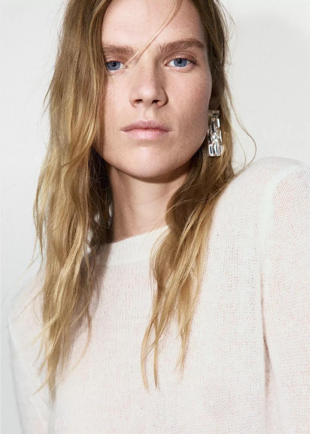 White Asymmetrical Alpaca And Wool Blend Sweater, Natural White, large image number 4