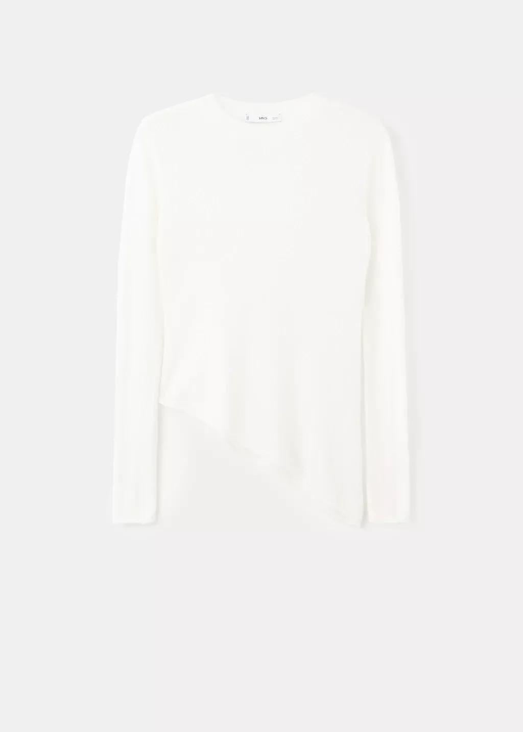 White Asymmetrical Alpaca And Wool Blend Sweater, Natural White, large image number 6