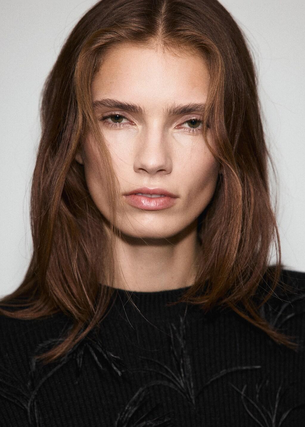 Black Knitted Sweater With Feathers, Black, large image number 4