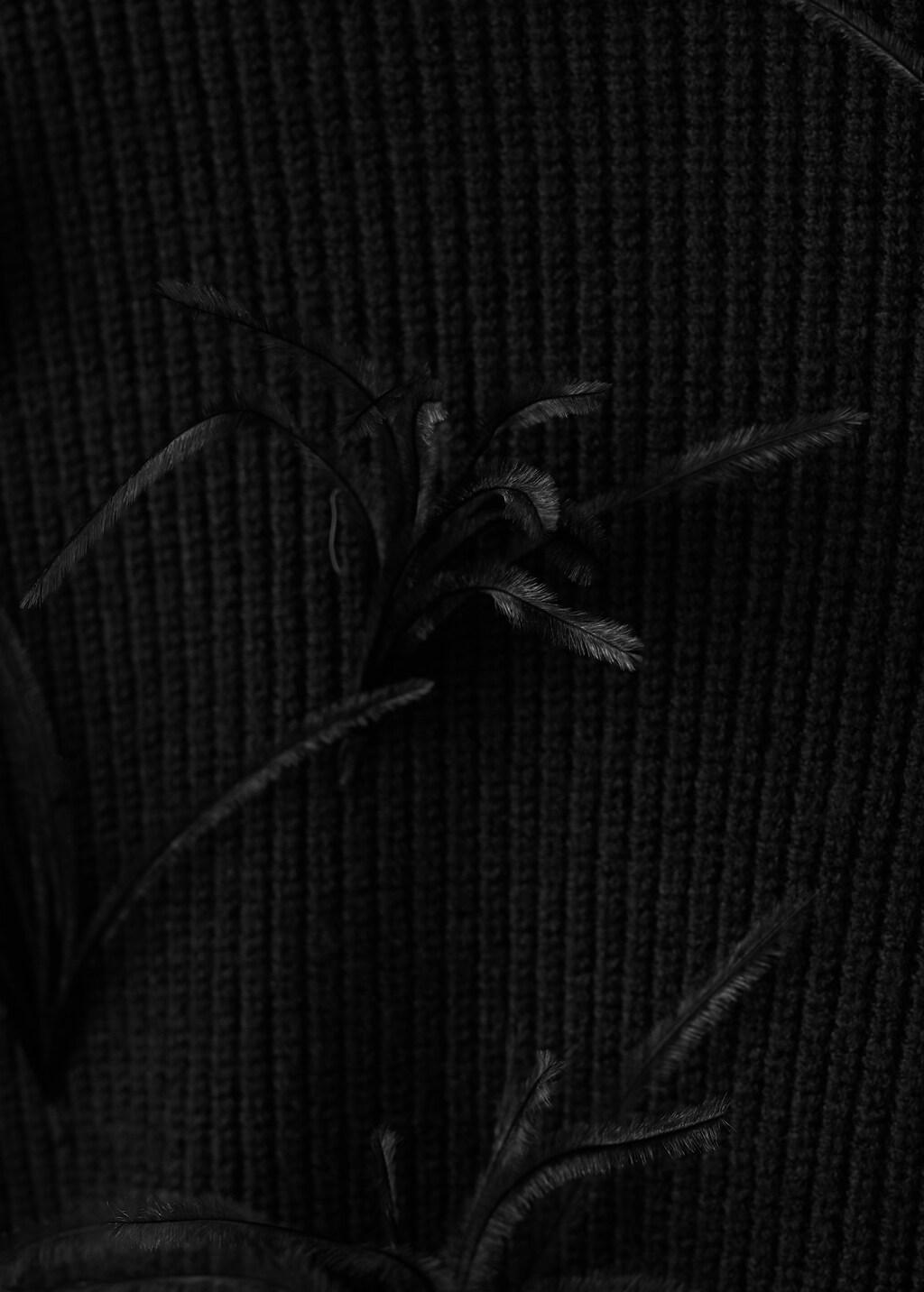 Black Knitted Sweater With Feathers, Black, large image number 5