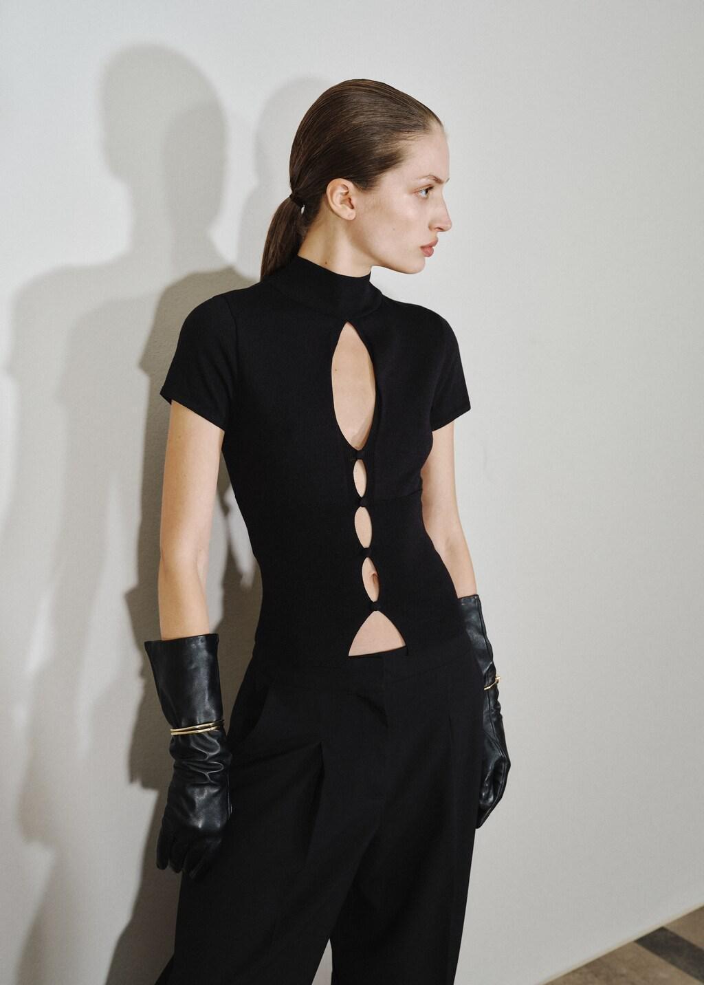 Black Perkins Neck Cut-Out Jumper, 0201_99, large image number 3