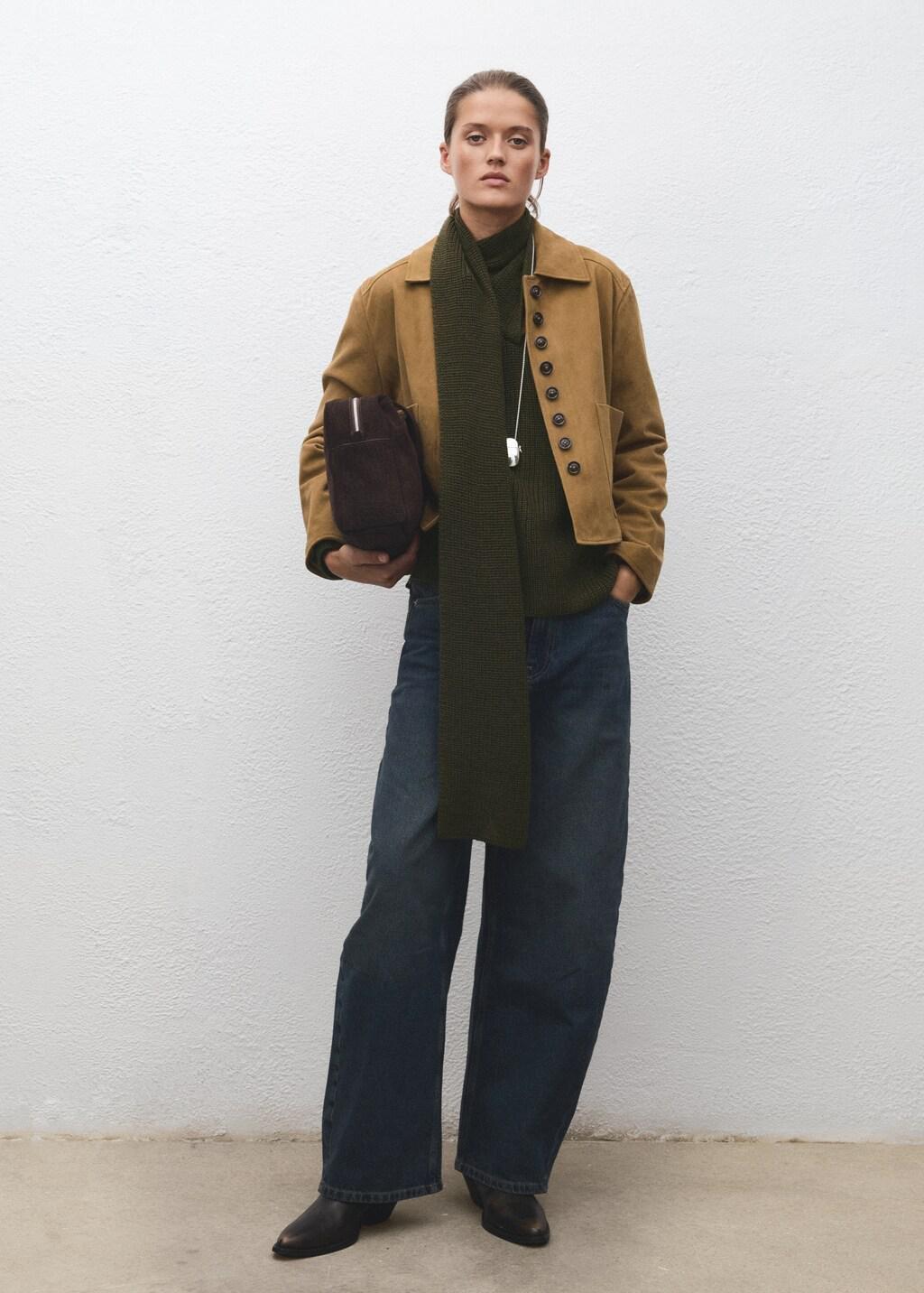 Green Knitted Sweater With Scarf, Green, large image number 0