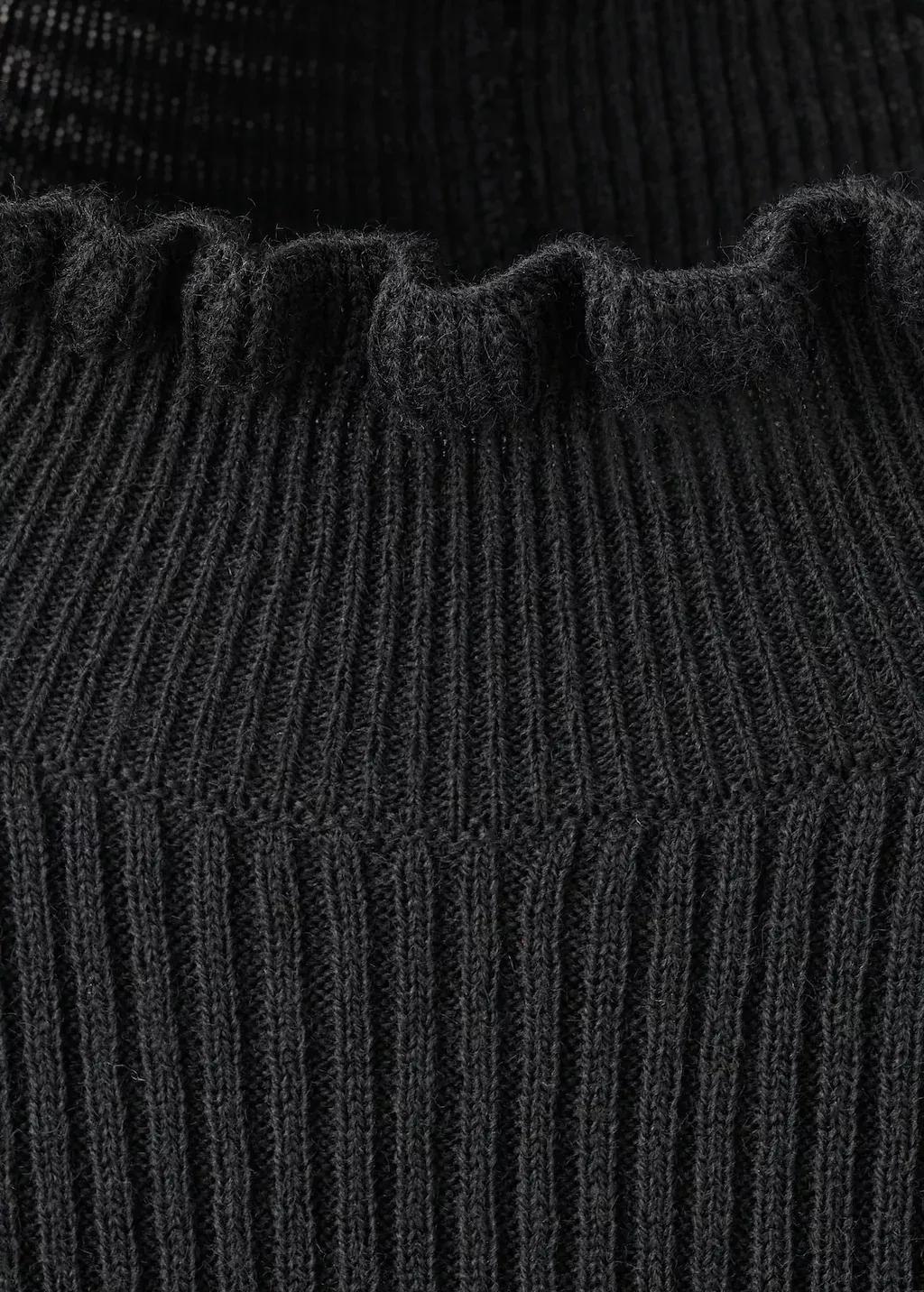 Black Scalloped Edges Sweater, Black, large image number 1
