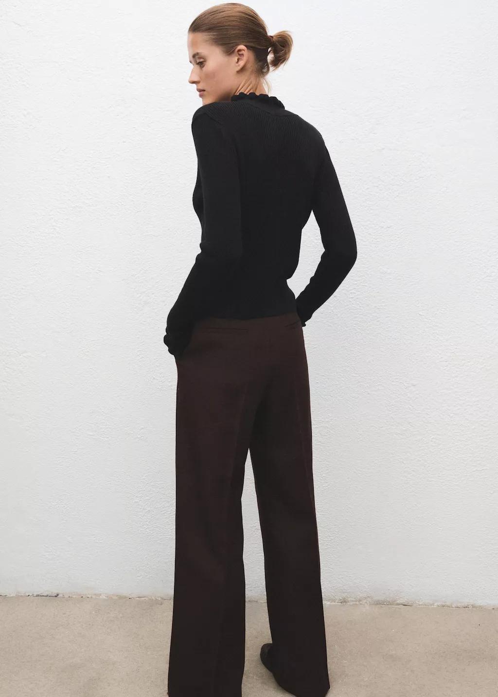 Black Scalloped Edges Sweater, Black, large image number 2