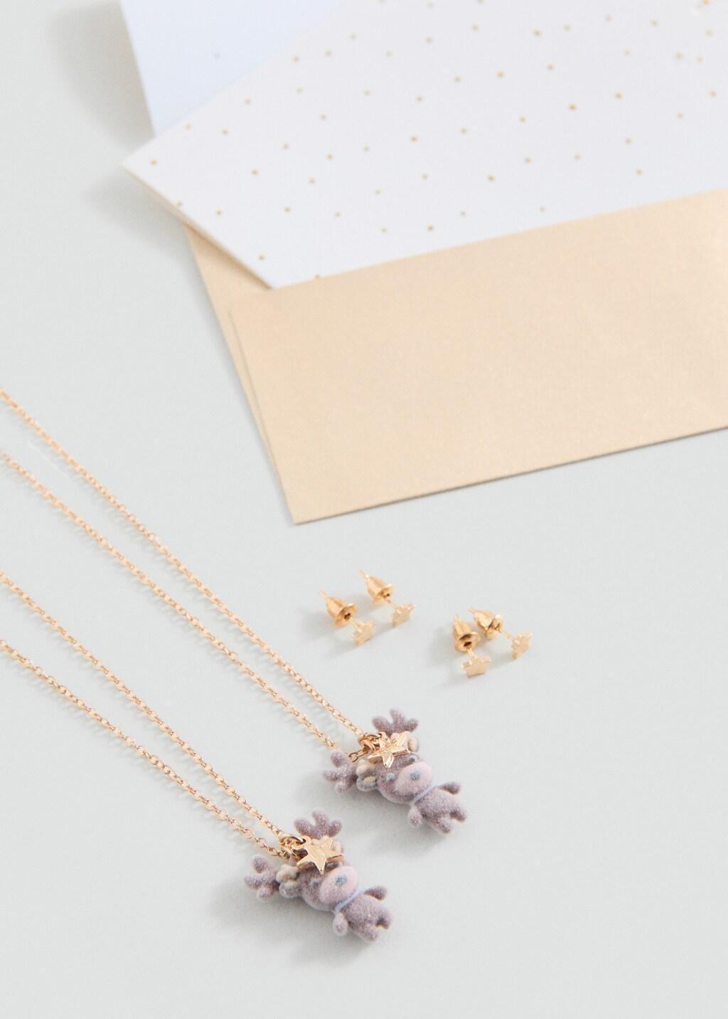 Gold Necklace And Earrings Set, Kids Girls, Gold, large image number 0