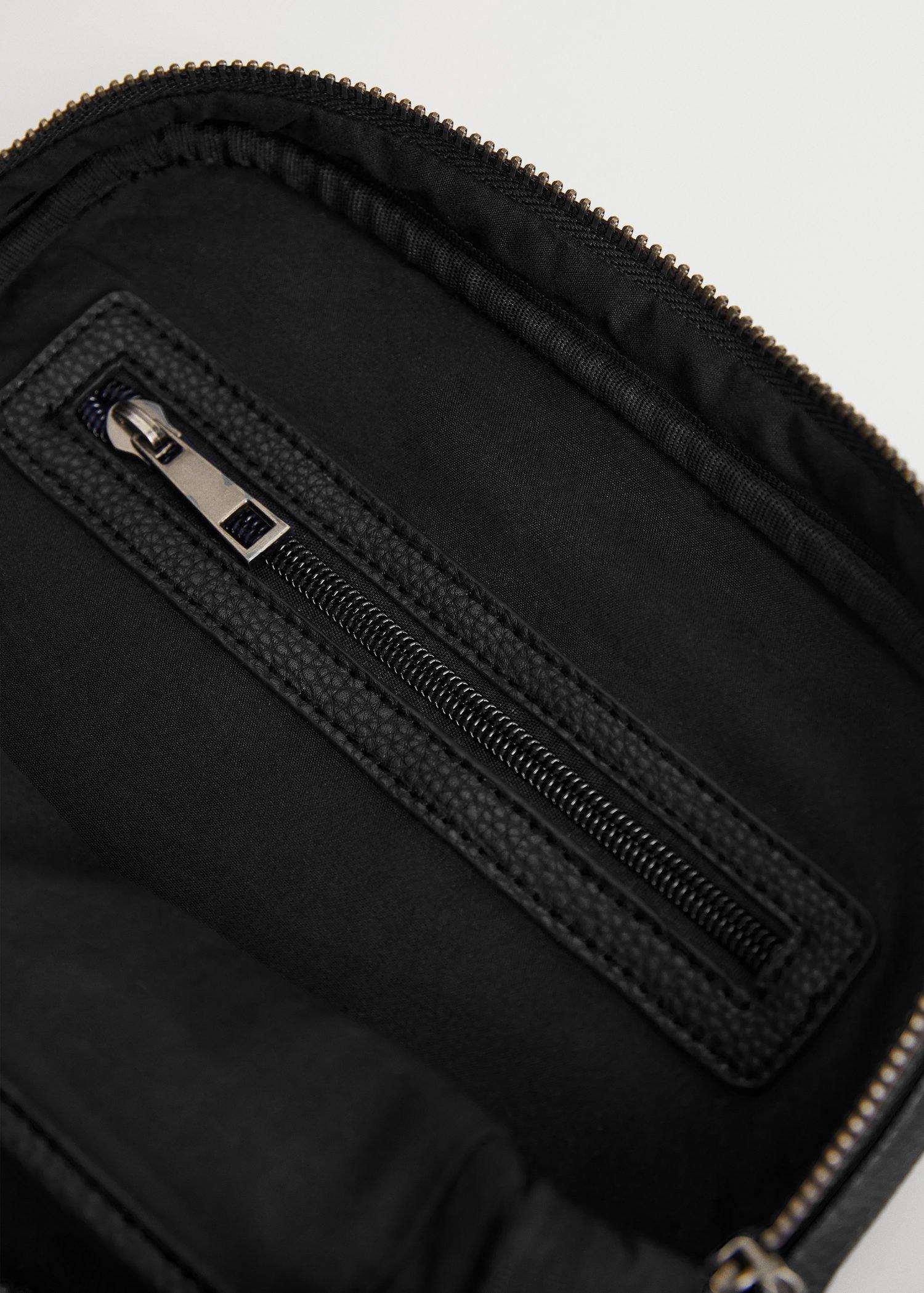 Black Pebbled Crossbody Belt Bag, Men, , large image number 2