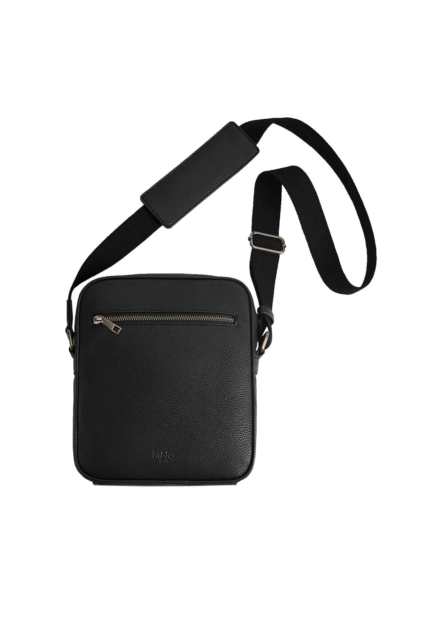 Black Pebbled Crossbody Belt Bag, Men, , large image number 3