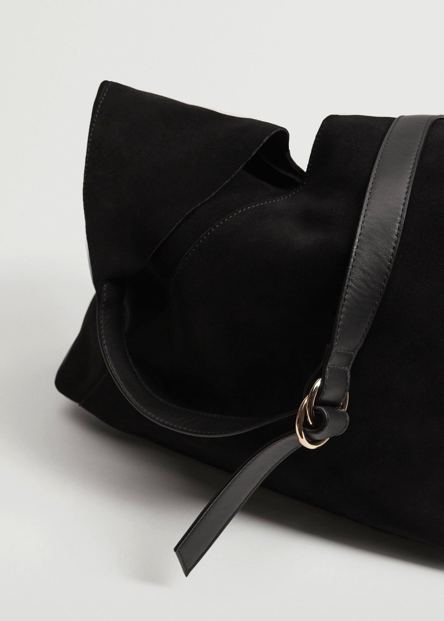 Black Leather Bucket Bag, Women, , large image number 1