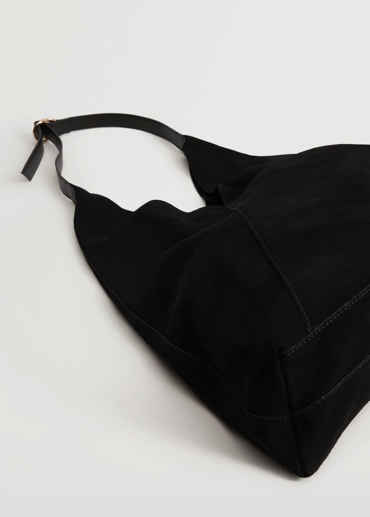 Black Leather Bucket Bag, Women, , large image number 2