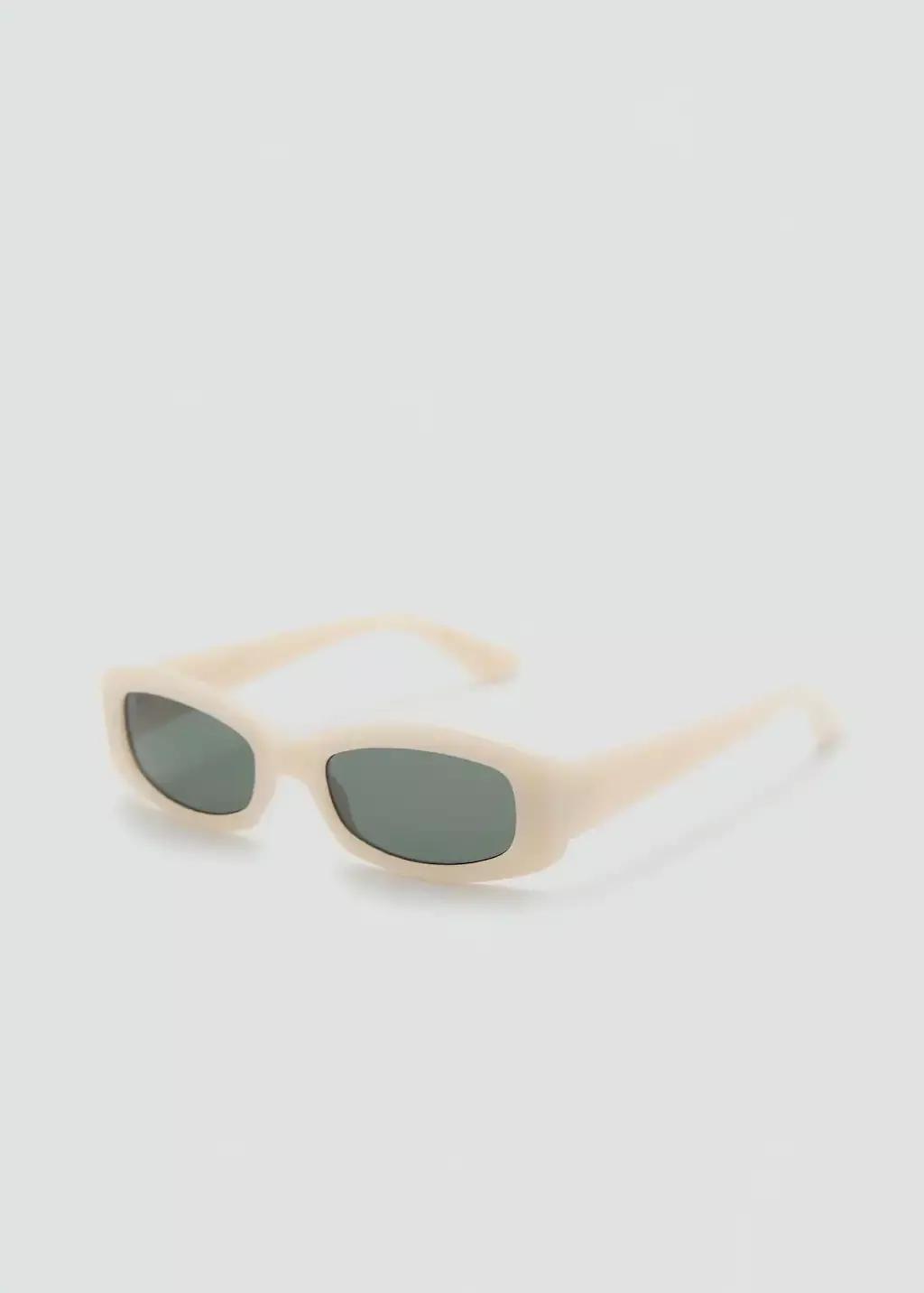 White Contrasting Rectangular-Frame Sunglasses, White, large image number 0