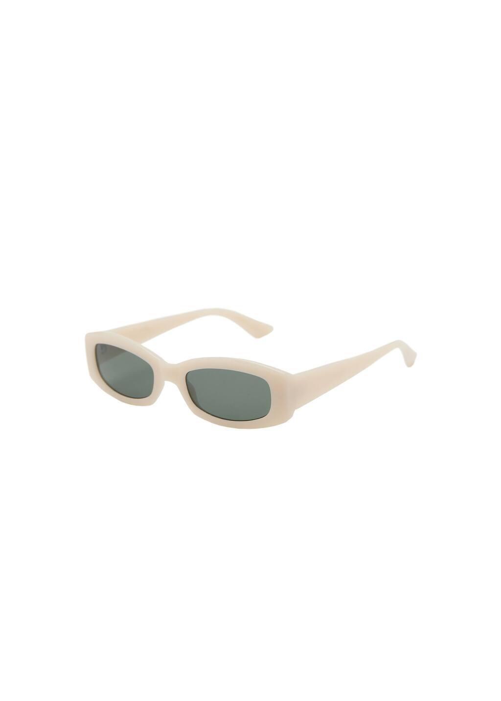 White Contrasting Rectangular-Frame Sunglasses, White, large image number 2