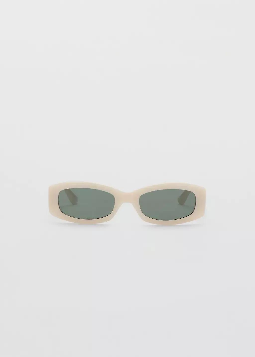White Contrasting Rectangular-Frame Sunglasses, White, large image number 4