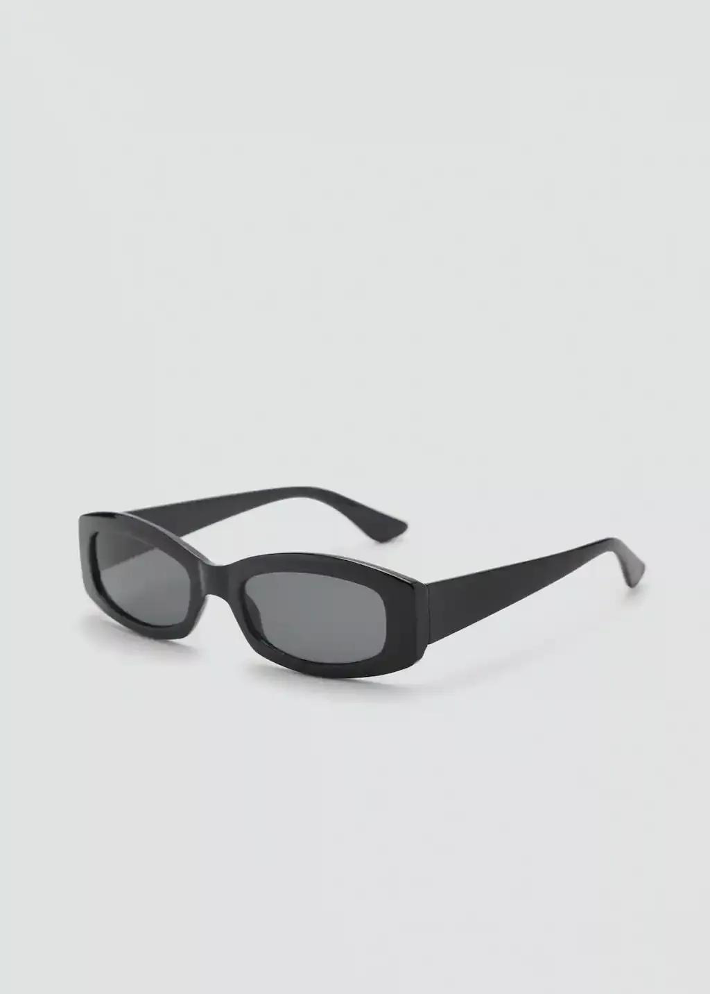 Black Contrasting Rectangular-Frame Sunglasses, Black, large image number 0
