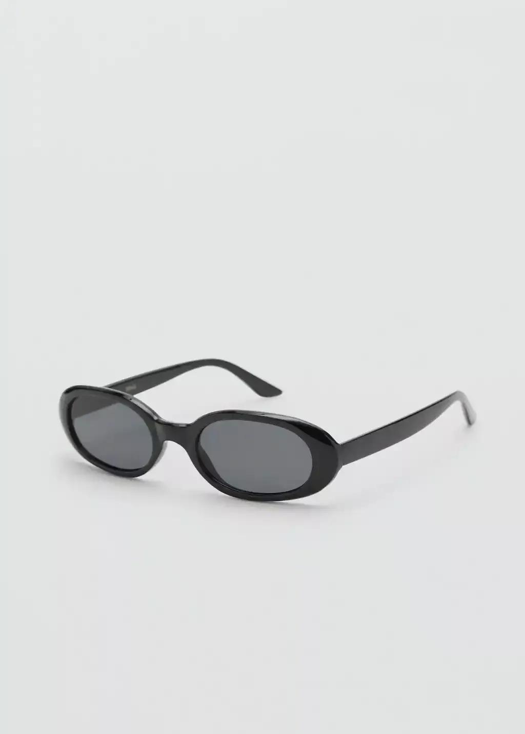 Black Oval Frame Sunglasses, Black, large image number 0