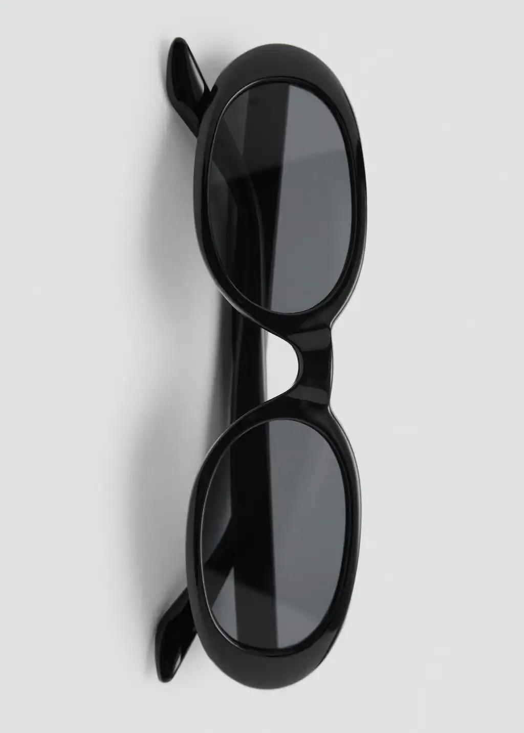 Black Oval Frame Sunglasses, Black, large image number 2