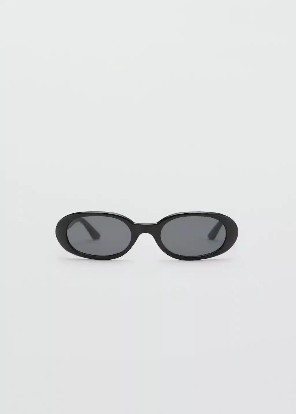 Black Oval Frame Sunglasses, Black, large image number 3