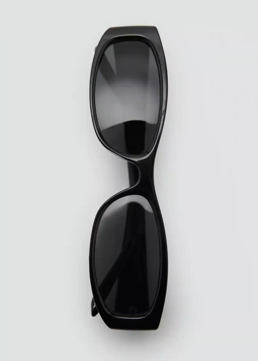 Black Rectangular-Frame Sunglasses, Black, large image number 2