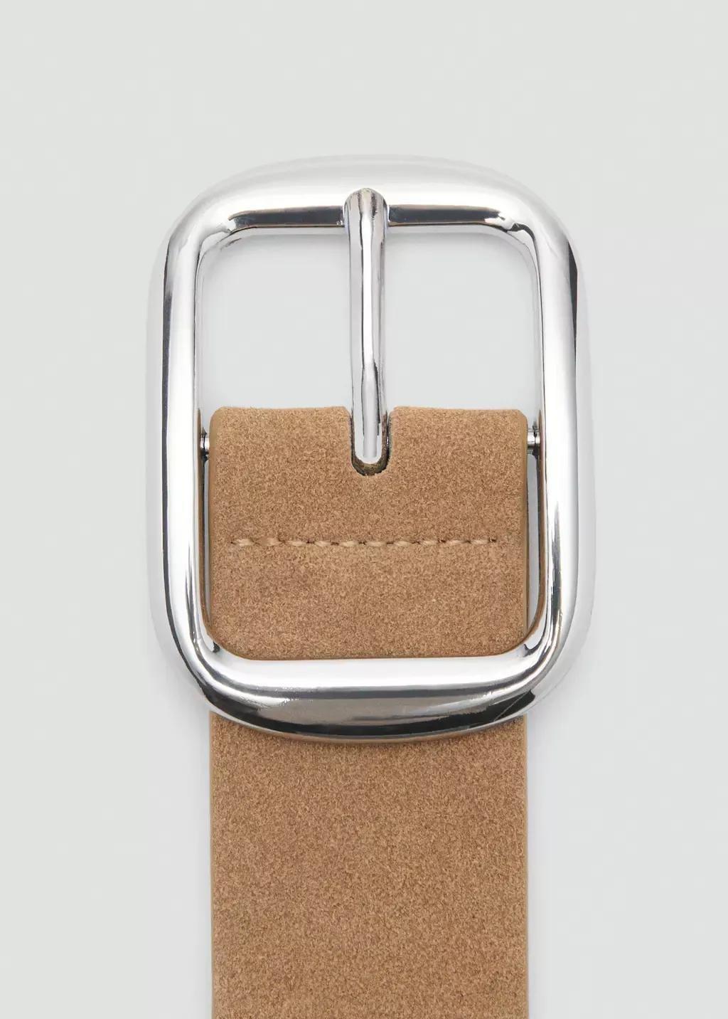 Beige Suede Belt With Studs, , medium
