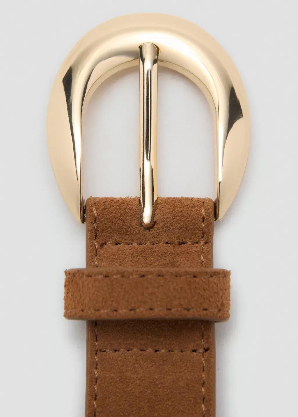Brown Leather Belt With Oval Buckle, , large image number 1