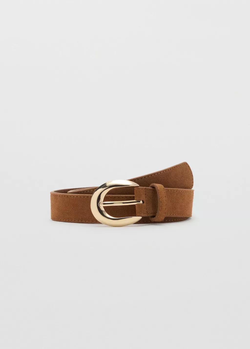 Brown Leather Belt With Oval Buckle, , large image number 3