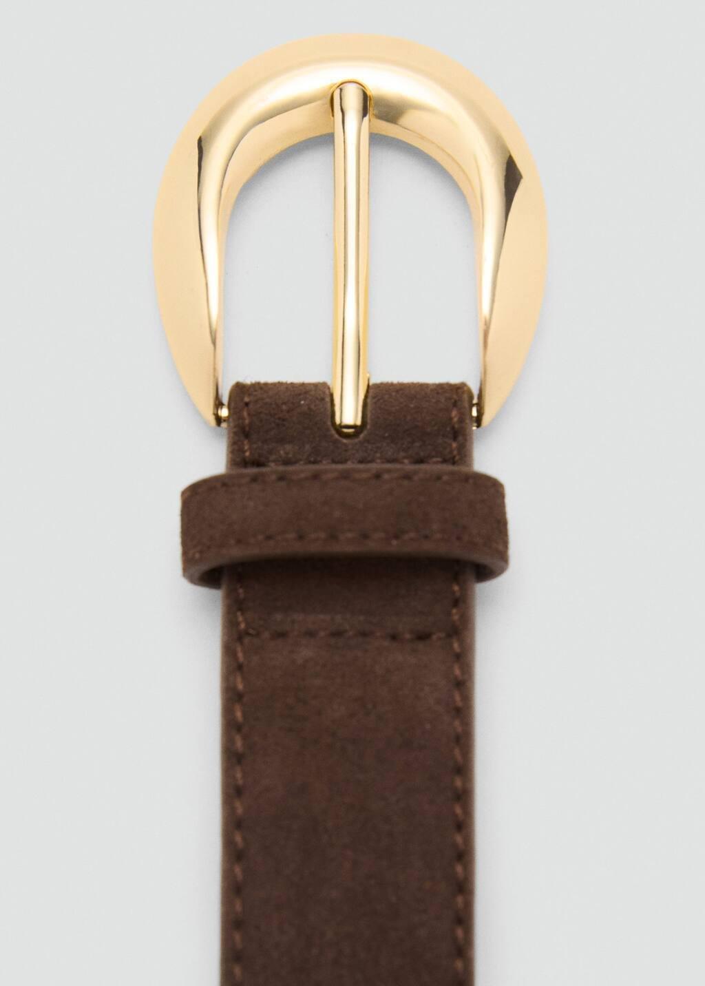 Brown Leather Belt With Oval Buckle, , large image number 1