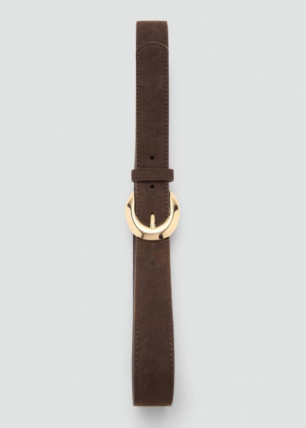 Brown Leather Belt With Oval Buckle, , large image number 2