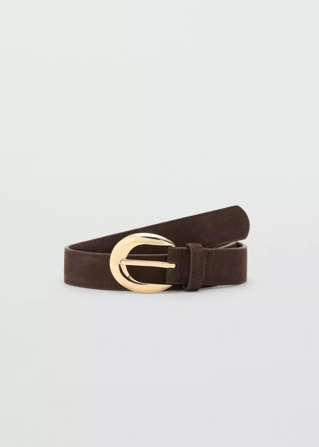 Brown Leather Belt With Oval Buckle, , large image number 3