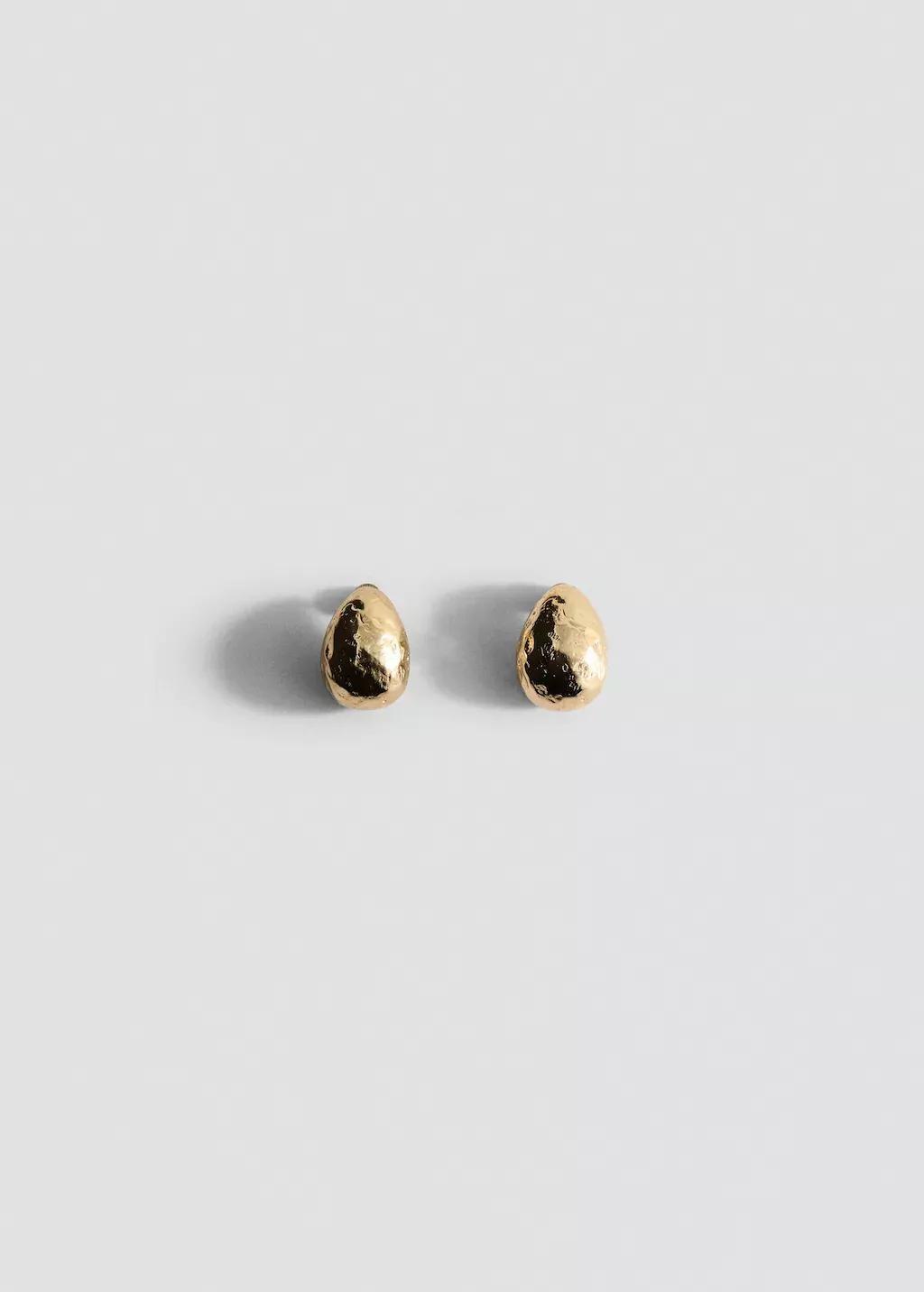 GOLD Textured drop earrings, Gold, large image number 1