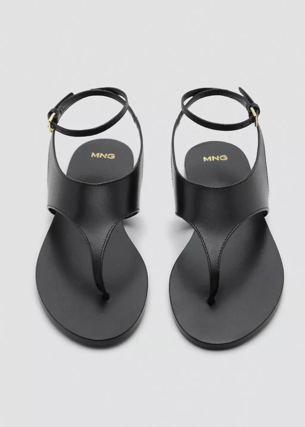 Black Leather Straps Sandals, , large image number 2