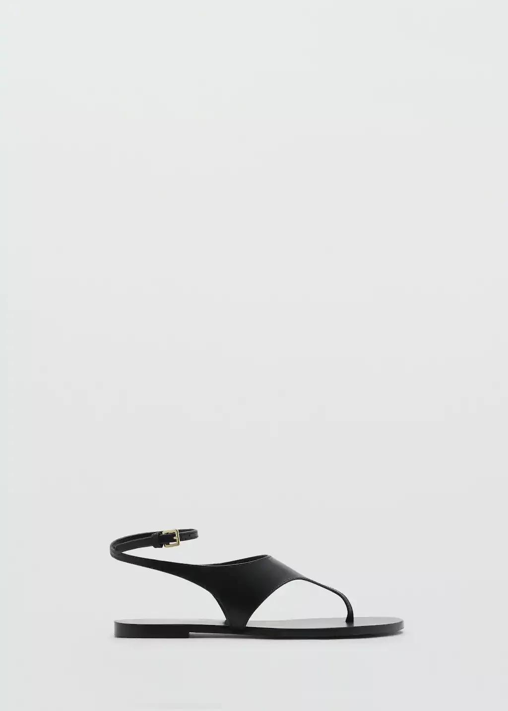 Black Leather Straps Sandals, , large image number 3