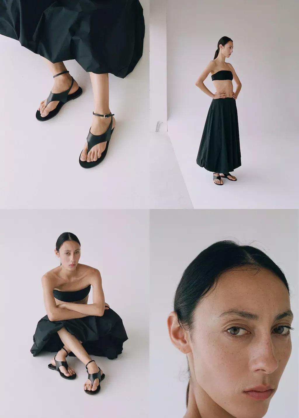 Black Leather Straps Sandals, , large image number 4