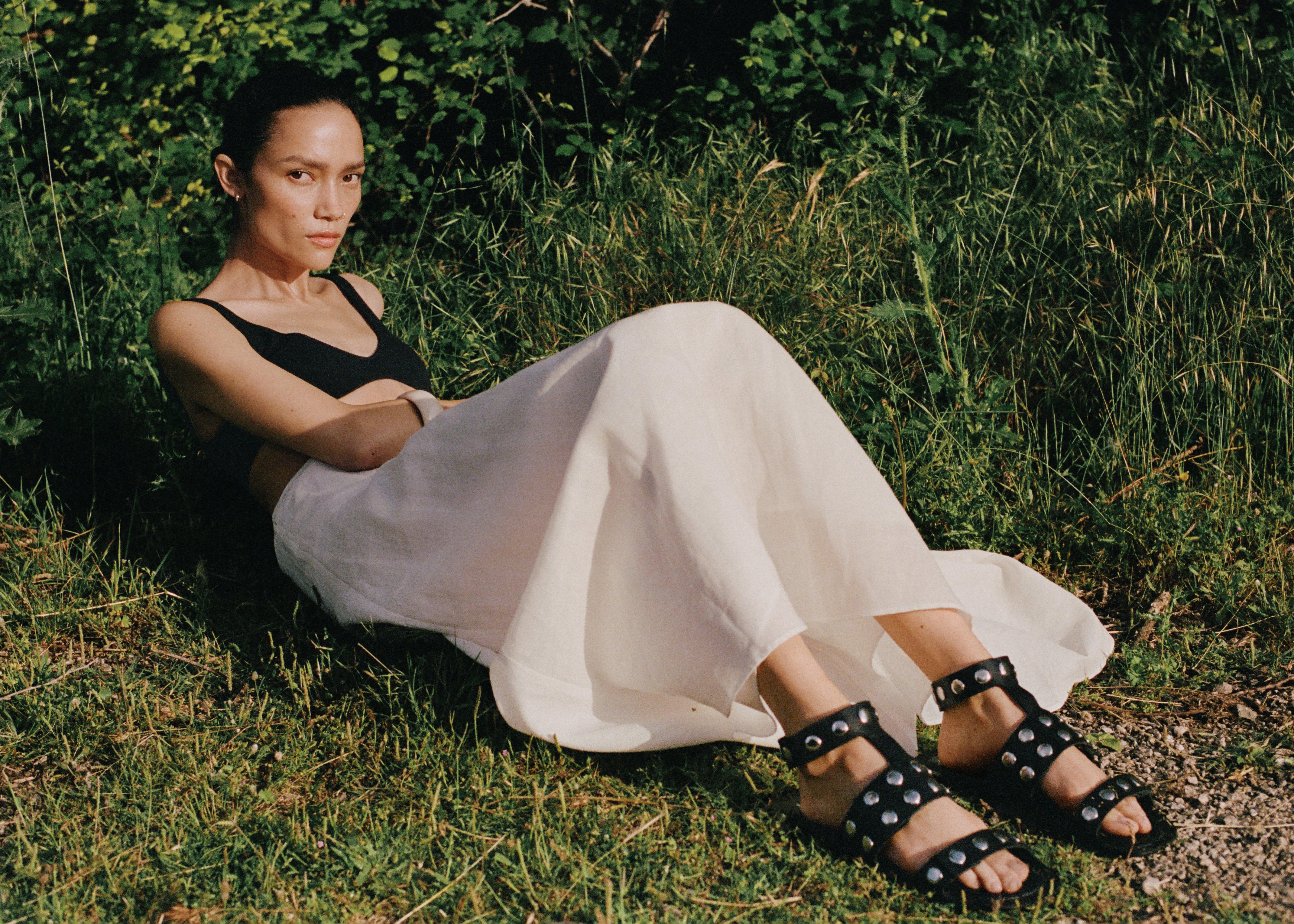 BLACK Studded leather sandals, , large image number 0