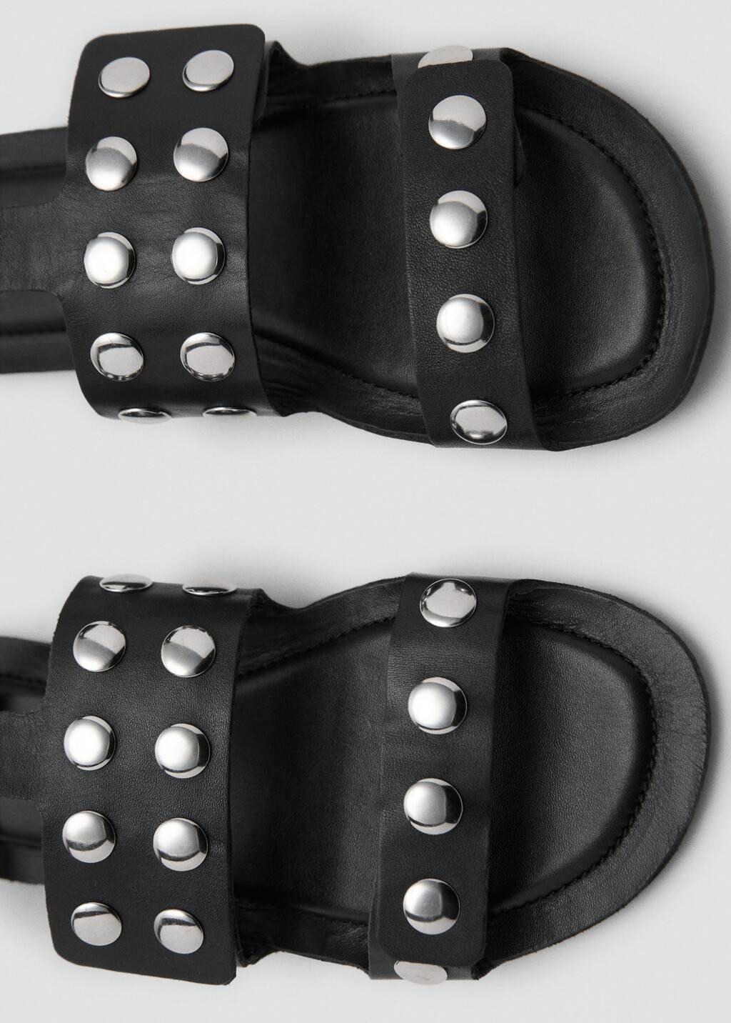BLACK Studded leather sandals, Black, large image number 3