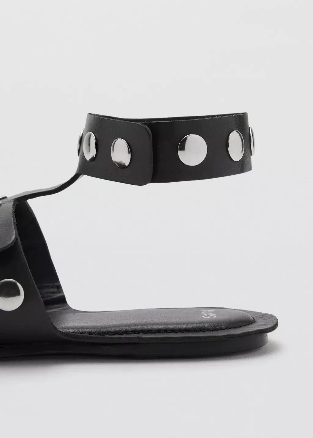 BLACK Studded leather sandals, Black, large image number 4